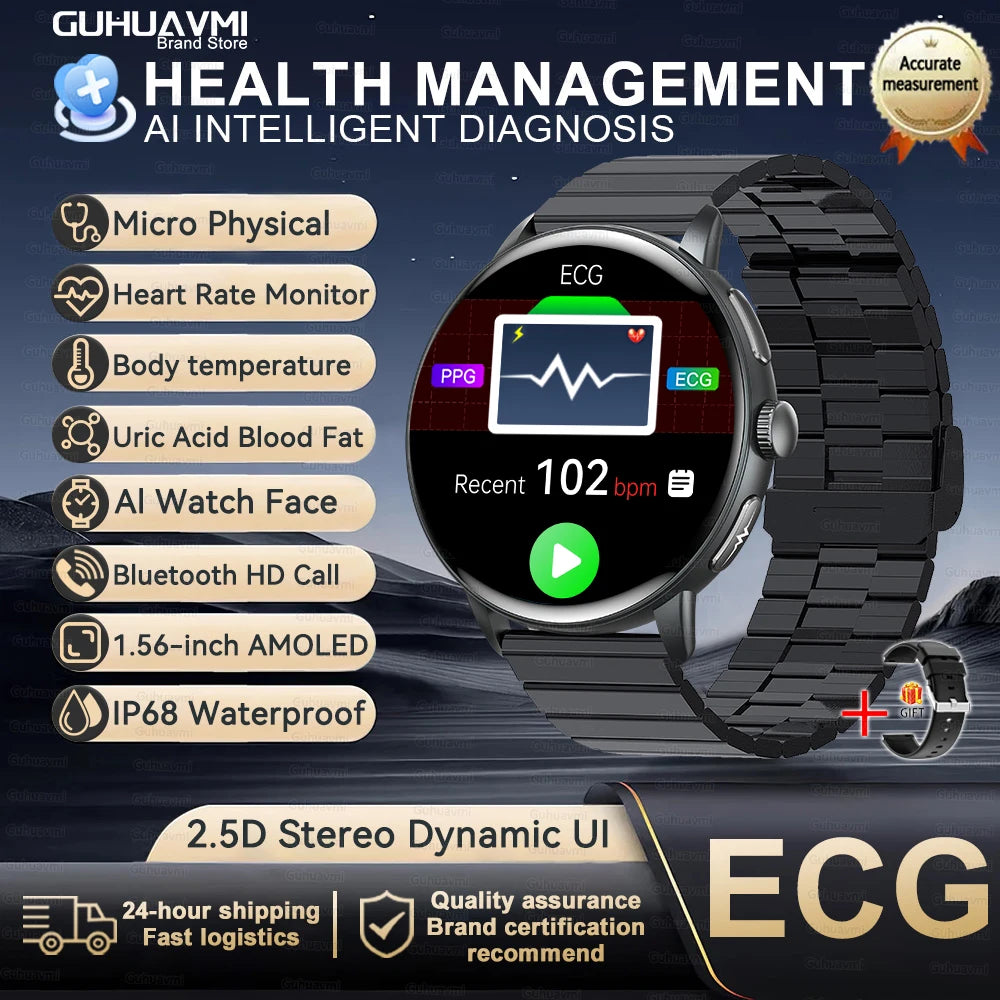 2026 New Professional Health Smart Watch Health Blood oxygen Pressure Uric Acid Blood lipid ECG Sports Call watch For Man Women