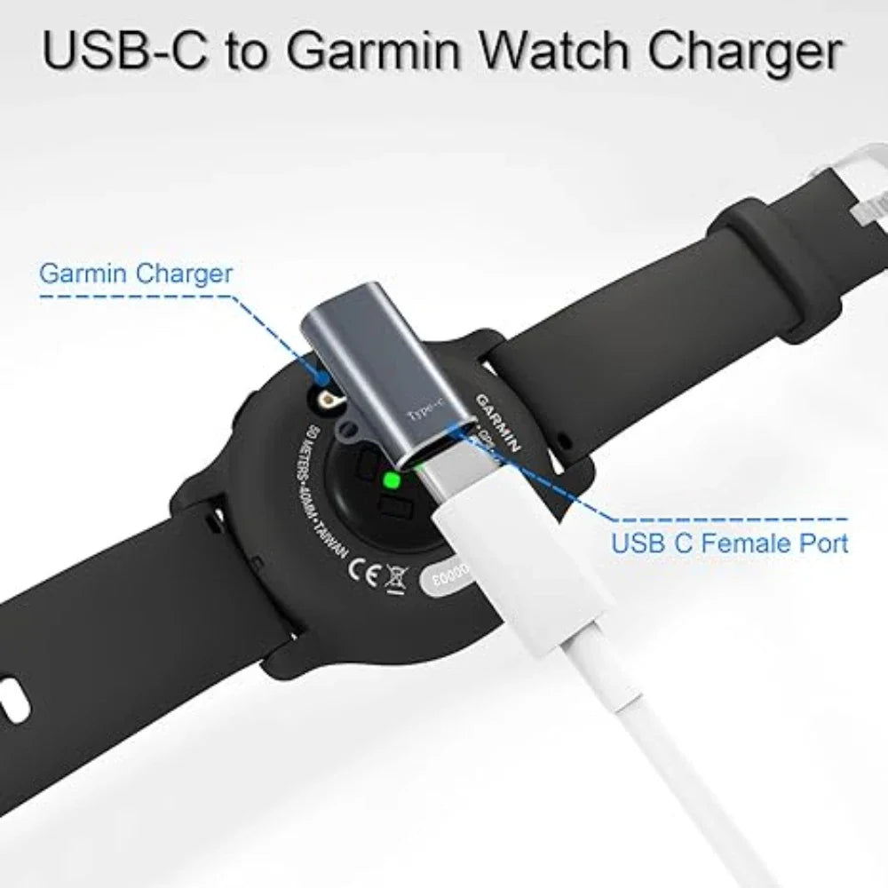For Garmin Fenix 8 7 7S 7X 6S 6 Forerunner 955 965 Quatix USB-C Charger Smartwatch Charger Adapter Garmin Charging Cable Adapter