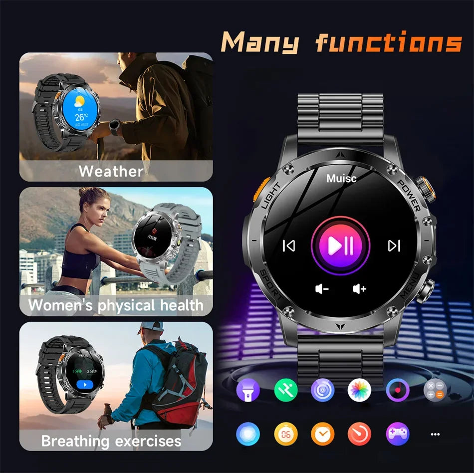 2025 New Military T-Rex3 Ultra 1000mAh Battery swim Smart watch tracker 5ATM Waterproof Heart Rate Sports tracker Smartwatch Men