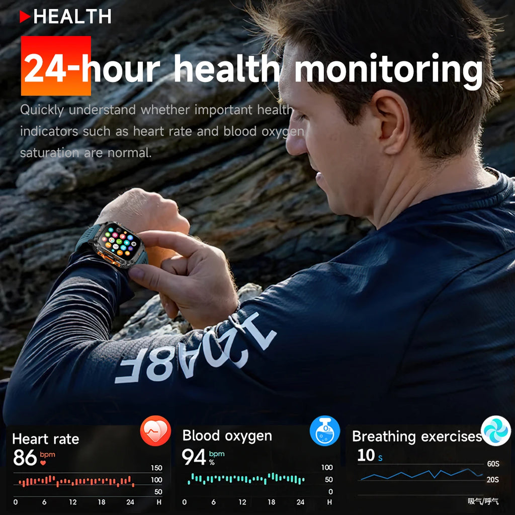 New Smart Watch Built-in Dual-frequency GPS Wireless Call 3ATM Waterproof  LED Flashlight Compass Men's Outdoor Sport Smartwatch