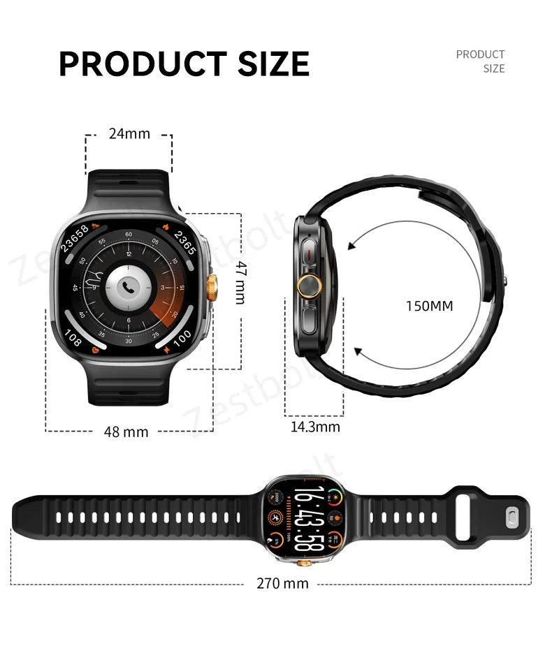 M99 Smartwatch 5G With 2.4inch Amoled Screen 900W Rotating Camera WIFI GPS Position Compass NFC Bluetooth Smart Watch Men Women - Clear Quartz Market
