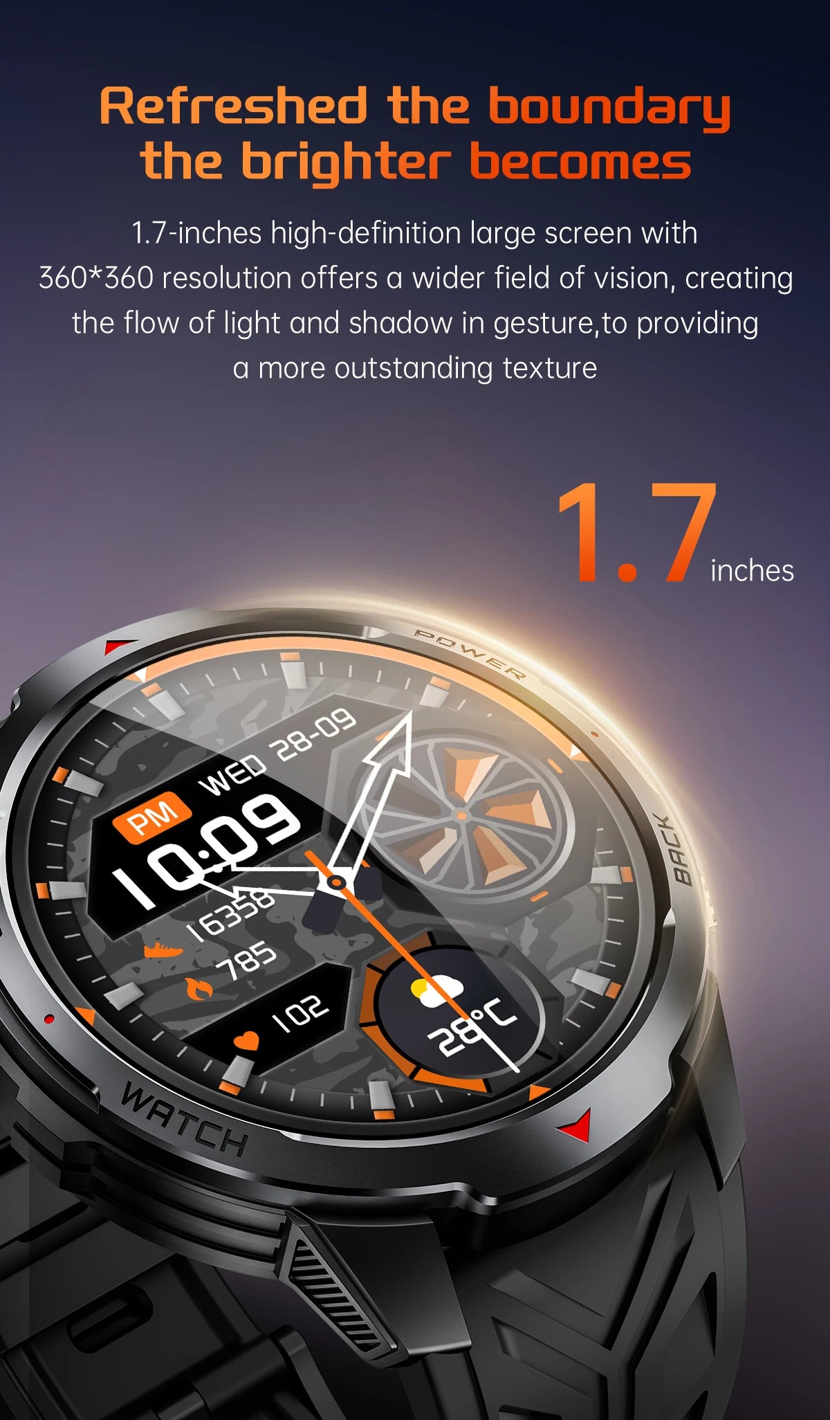 LIGE 1.7“ HD Screen LED Flashlight Outdoor Sports Smart Watch 2025 New 1100mAh Battery Compass 3ATM Waterproof SmartWatch Men