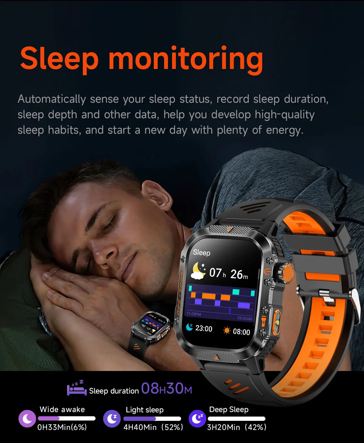 New Military Outdoor Sports GPS Smart Watch Men Built-in GPS Compass 10ATM Waterproof Swim Heart rate Bluetooth Call SmartWatch