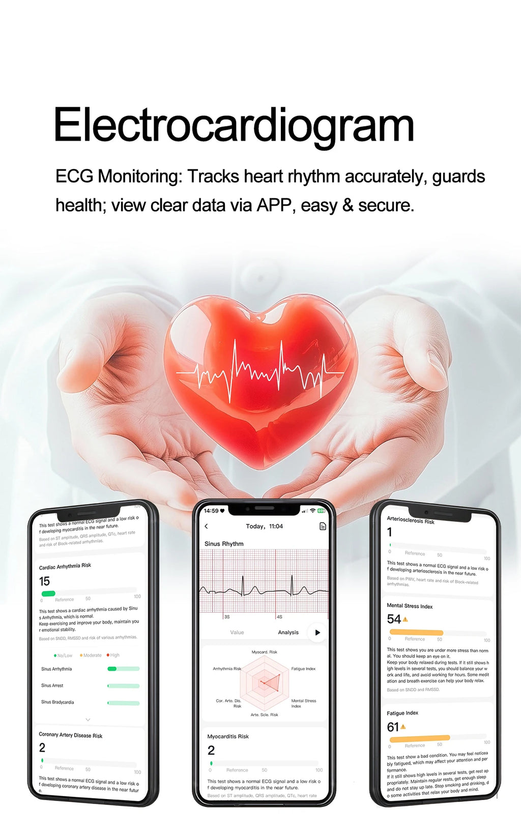 2026 New Professional Health Smart Watch Health Blood oxygen Pressure Uric Acid Blood lipid ECG Sports Call watch For Man Women - Clear Quartz Market