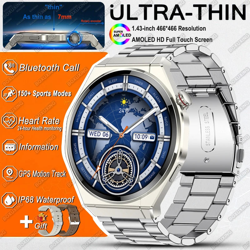 New Ultra Thin Smart Watch Men HD AMOLED 150+Sports NFC GPS Track IP68 Waterproof Health Monitor Bluetooth Call Smartwatch Woman