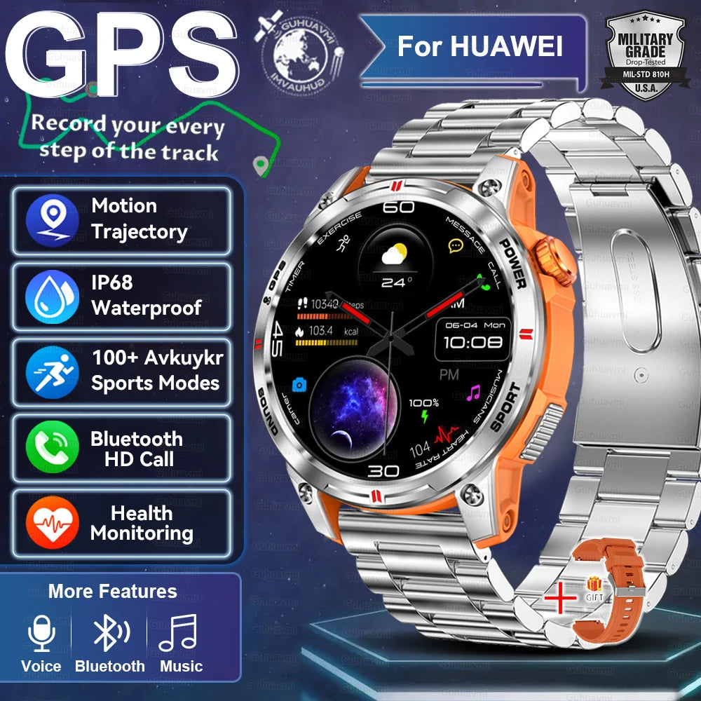 2025New GPS Bluetooth Call Smart Watch Men AMOLED HD Screen Heart Rate IP68 Waterproof Outdoor Sports Smartwatch For Android iOS