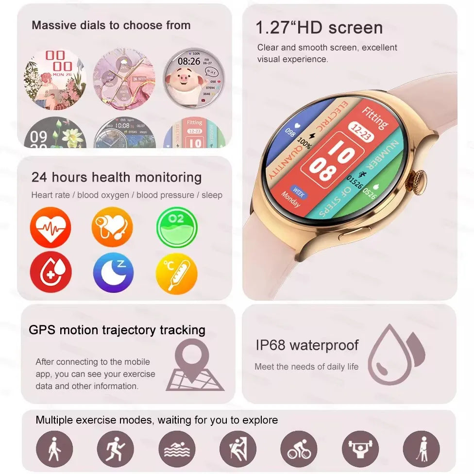2025 New Xiaomi SmartWatch HD AMOLED Screen NFC Heart Rate Bluetooth Call Custom Dial Lady Sports Watch
