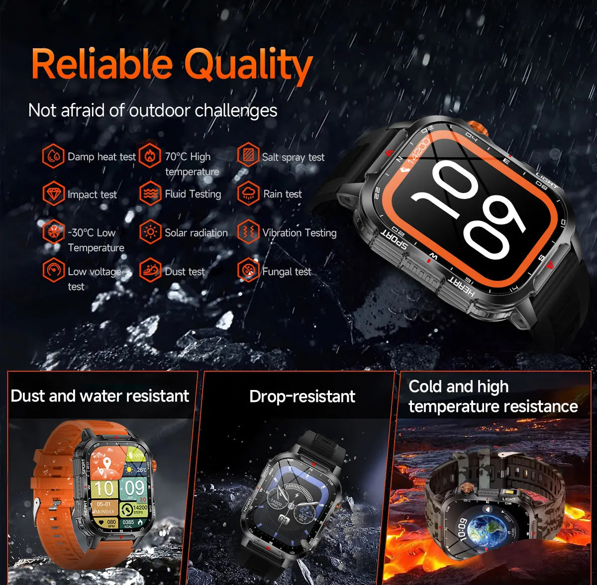 2025 Global Hiking Smartwatch 2.01''Screen 1100mAh Battery LED Light Compass IP68 Voice Assistant Outdoor Sport  Fitness Watch