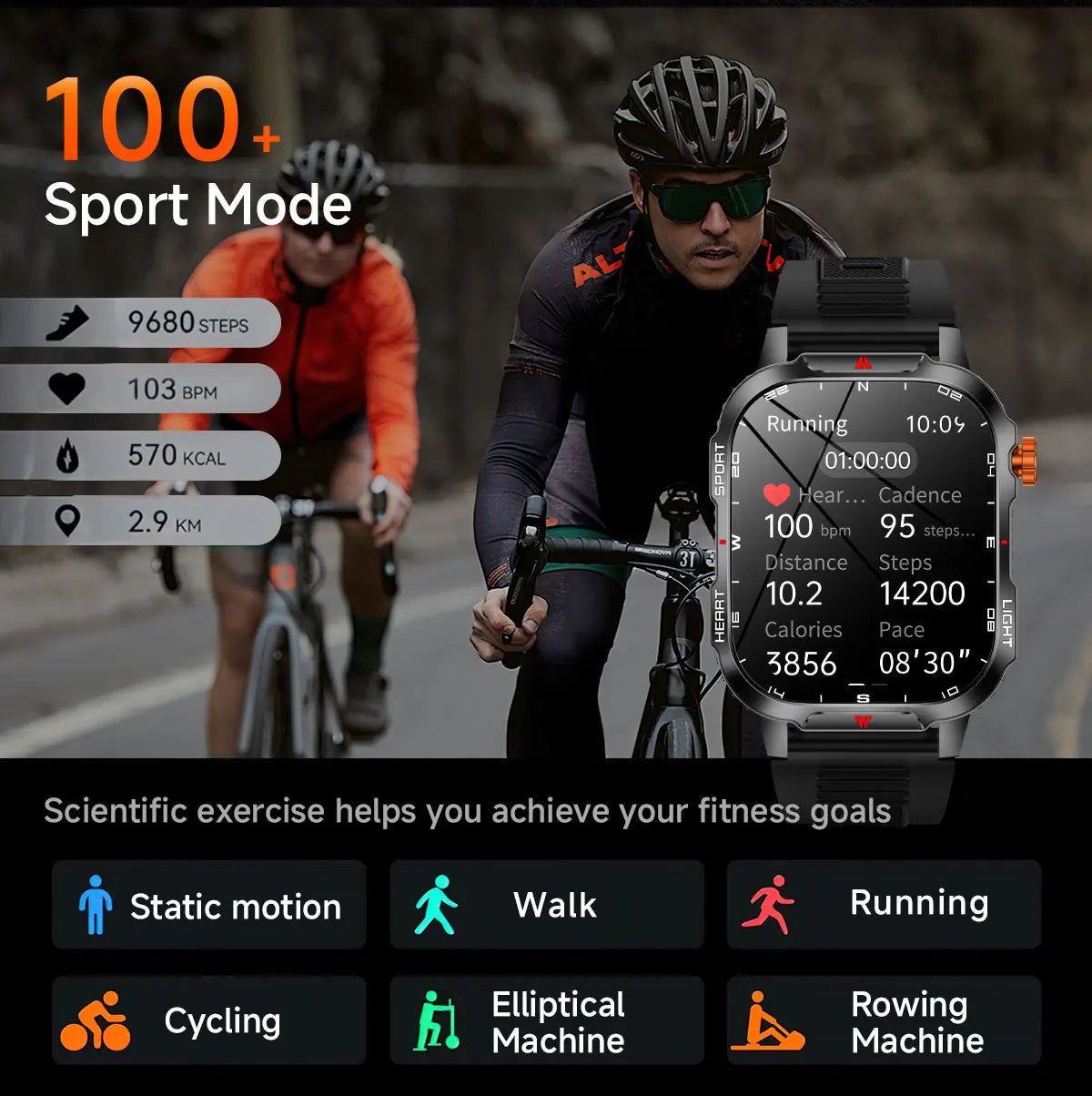 2025 Global Hiking Smartwatch 2.01''Screen 1100mAh Battery LED Light Compass IP68 Voice Assistant Outdoor Sport  Fitness Watch