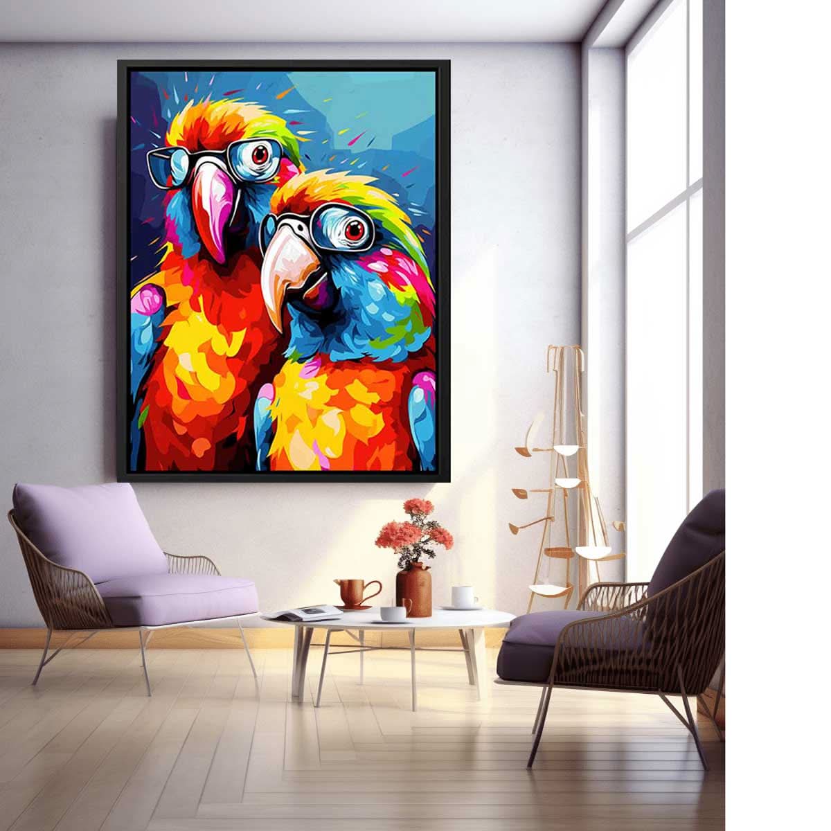 Two Parrots Canvas Artwork Painting