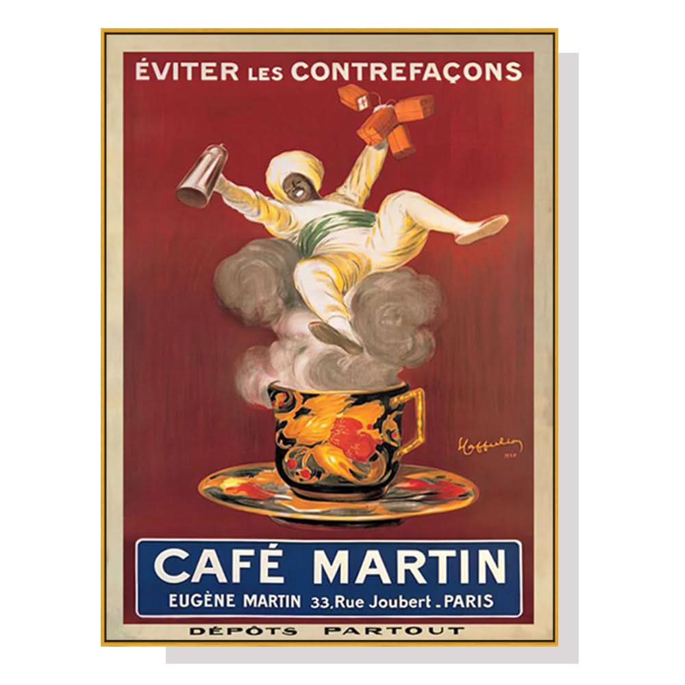 NNEDSZ Wall Art 50cmx70cm Cafe Martin Gold Frame Canvas