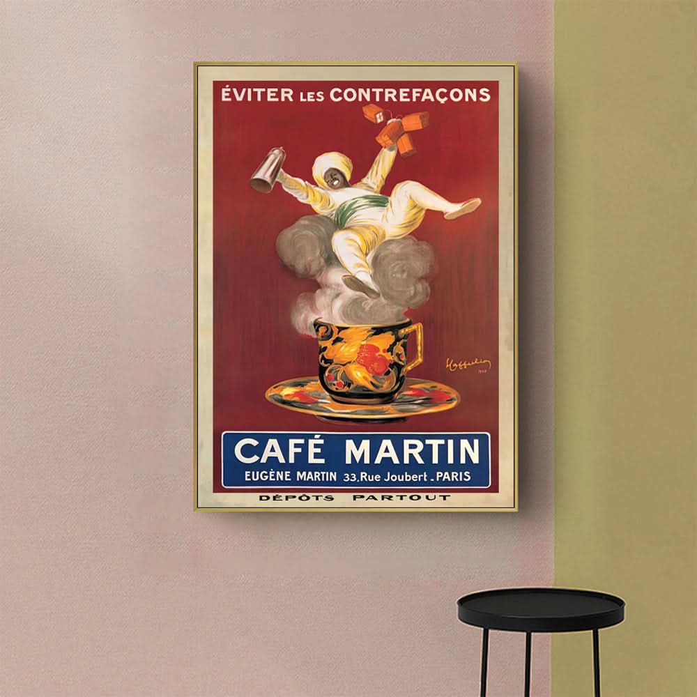 NNEDSZ Wall Art 50cmx70cm Cafe Martin Gold Frame Canvas