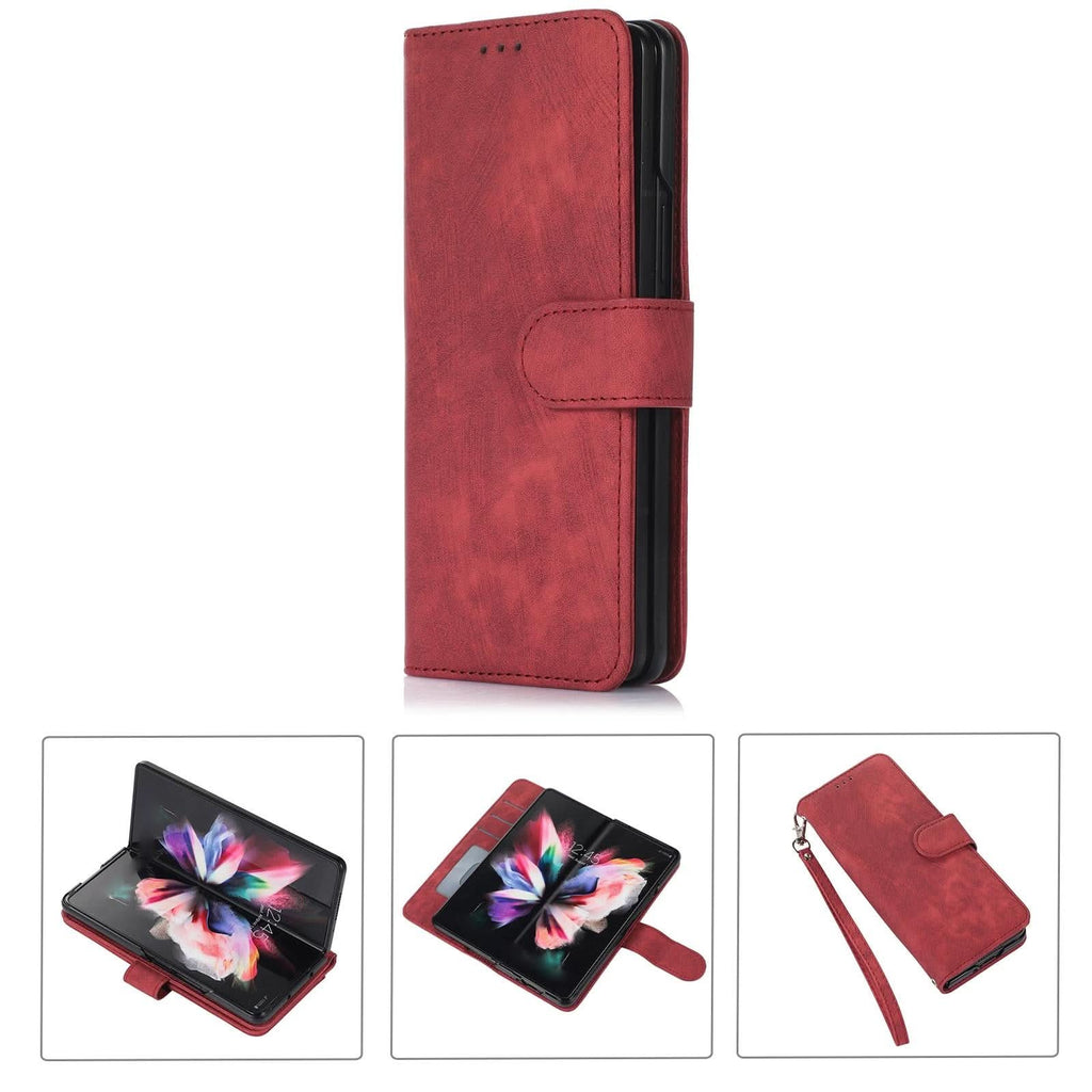 NNEDSZ Samsung Galaxy Z Fold 4 Leather Phone Case With Pen Slot - Horizontal Flip
