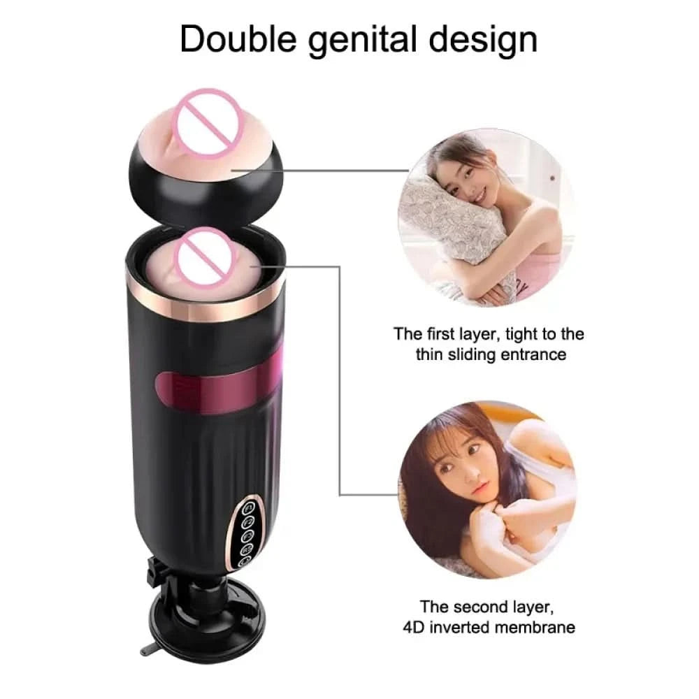 Electric Male Masturbator Telescopic Rotation Voice Heating Realistic Vaginal Cup for Men-3