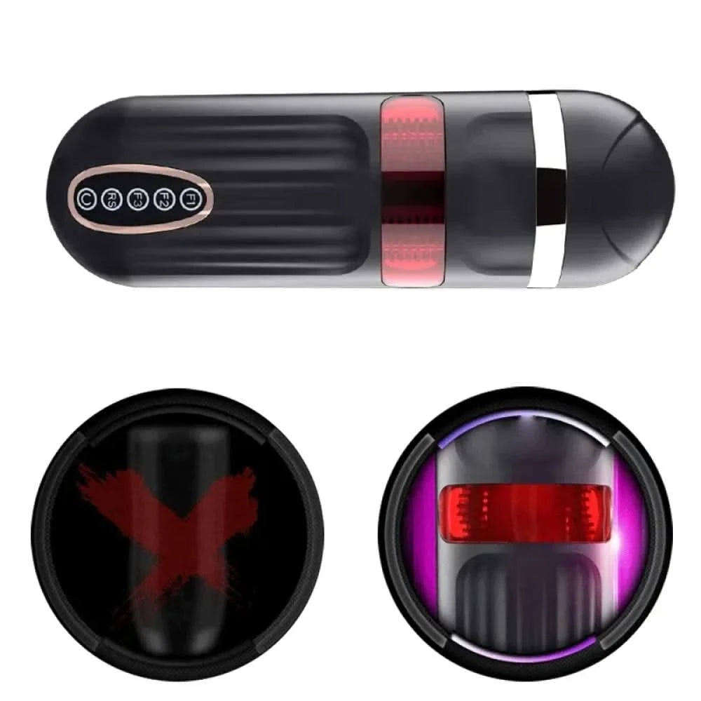 Electric Male Masturbator Telescopic Rotation Voice Heating Realistic Vaginal Cup for Men-4