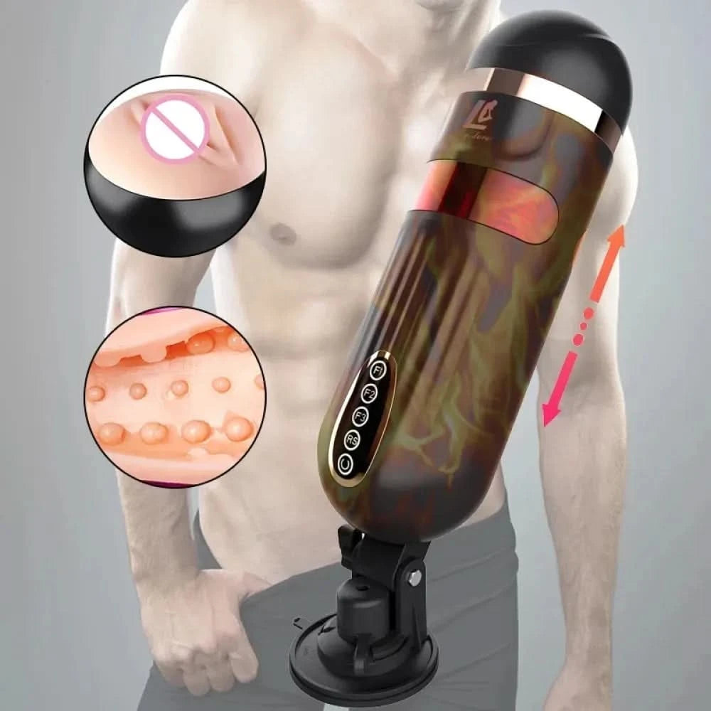 Electric Male Masturbator Telescopic Rotation Voice Heating Realistic Vaginal Cup for Men-2