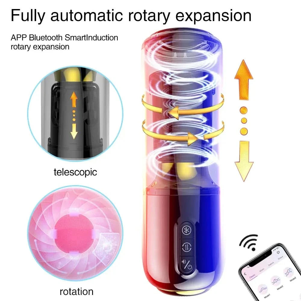Smart Male Masturbation Toy Telescopic Rotating App Controlled-1